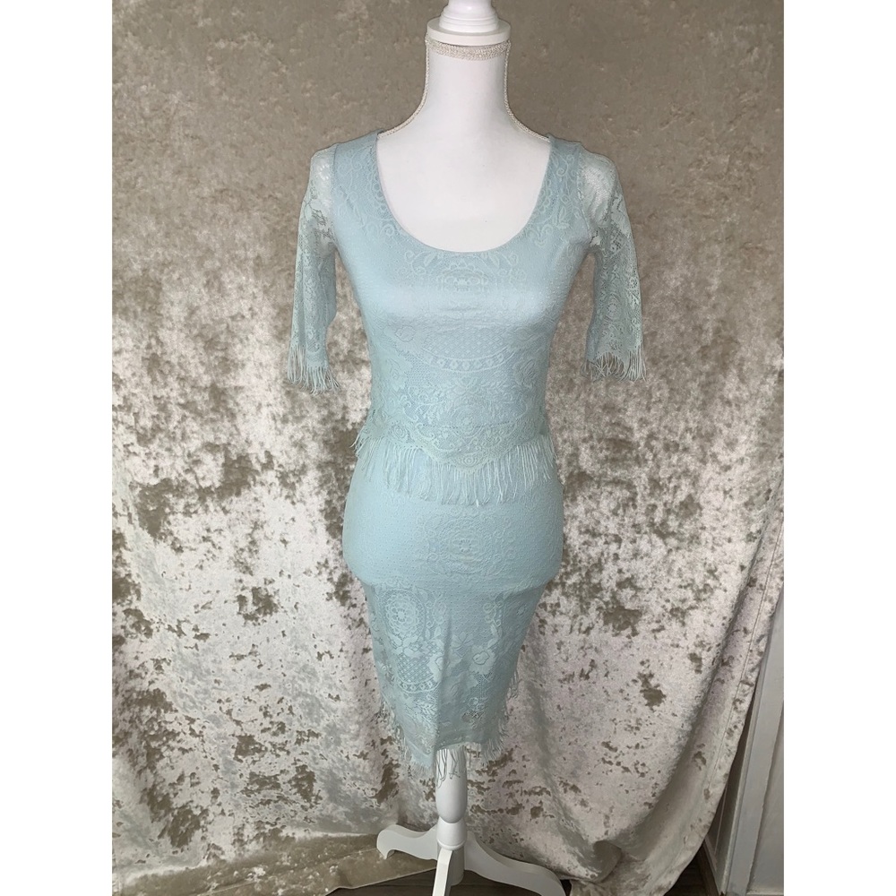 Pastel Blue Lace Midi Dress